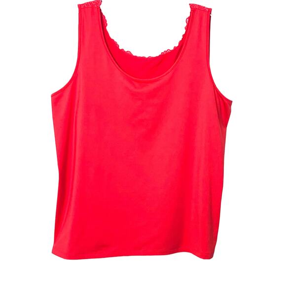 CATHERINES SLEEVELESS PULL-OVER SHELL-TOP, WOMENS, 2X-22/24, DEEP PEACH, LACE - Picture 5 of 8